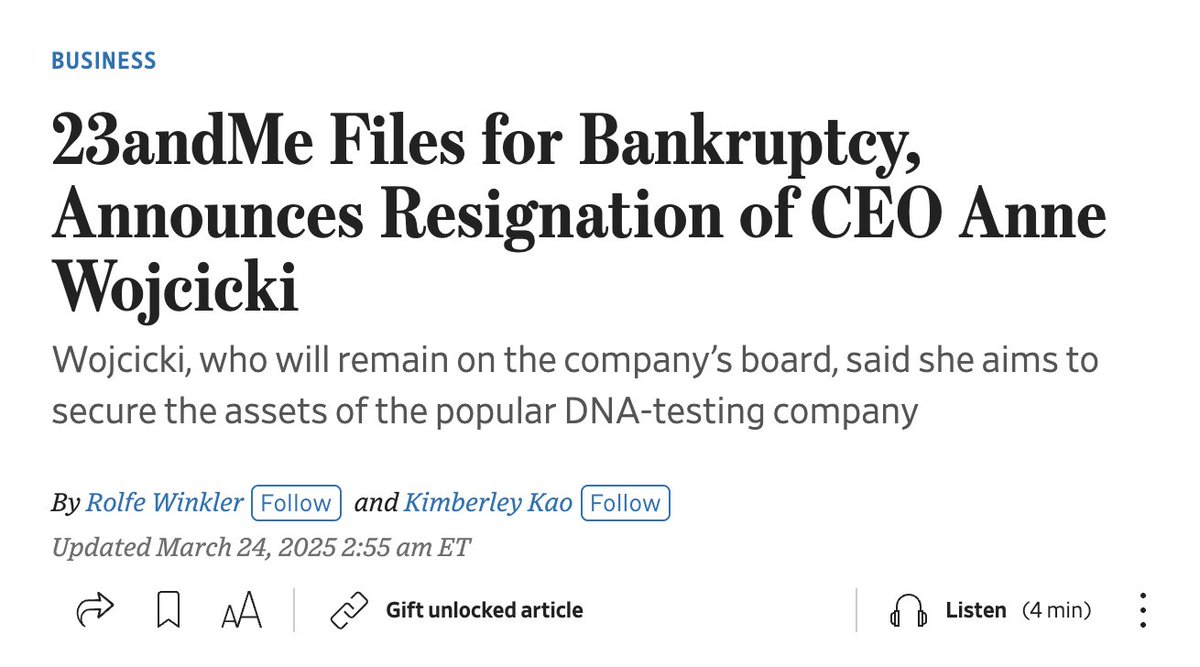 So uh, 15 million DNA samples are now just available to the highest bidder?