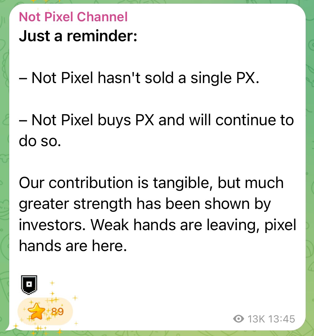 #NotPixel team hasn’t sold a single PX token, quite the opposite, they only have been accumulating &amp; burning.

The only ppl who sold are Paperhands 🤡