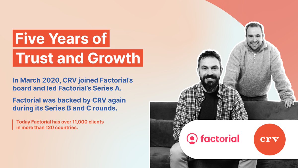 CRV (@crv) on Twitter photo Power to the HR Leader - Today is a terrific day to honor our five years of partnership with @factorialusa. <a href="/jordiromero/">Jordi Romero</a>, <a href="/bernatfarrero/">Bernat Farrero</a> and the team are dedicated to boosting people-first SMBs and enabling employers and HR professionals worldwide to focus on people instead of Power to the HR Leader - Today is a terrific day to honor our five years of partnership with @factorialusa. <a href="/jordiromero/">Jordi Romero</a>, <a href="/bernatfarrero/">Bernat Farrero</a> and the team are dedicated to boosting people-first SMBs and enabling employers and HR professionals worldwide to focus on people instead of