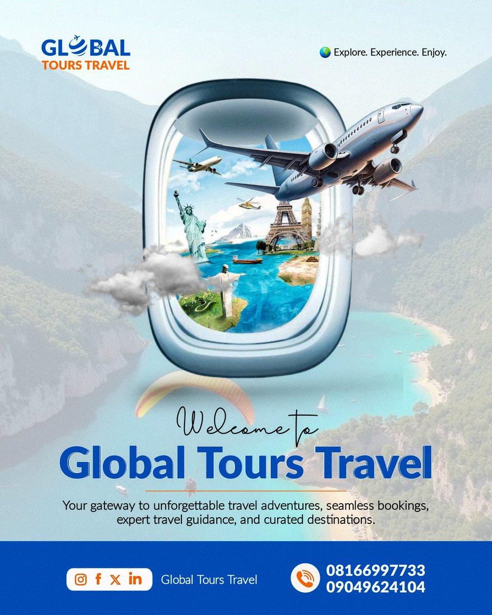 gttravellers's tweet image. 🌍 Welcome to Global Tours Travel! ✈️

Your gateway to unforgettable travel adventures! Whether you&apos;re planning your dream vacation, a business trip, or a pilgrimage, we’ve got you covered with seamless bookings, expert travel guidance, and curated destinations.
.
.