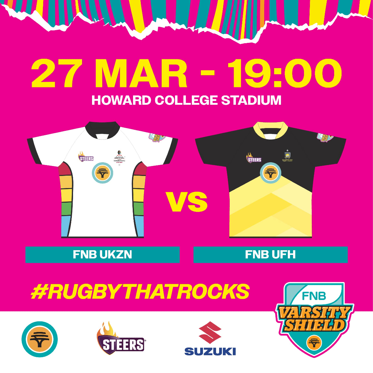 UKZN's tweet photo. ๐
DATE: 27 March
โฐ TIME: 19:00
๐ LOCATION: Howard College Stadium
๐ฅ๐ Get ready for a rugby showdown! FNB UKZN vs FNB UFHโwhoโs taking the win? Pull through, bring the hype, and letโs make some noise! ๐๐ฅ #RugbyThatRocks #VarsityShield #GameOn https://t.co/QlJwk5iRvw