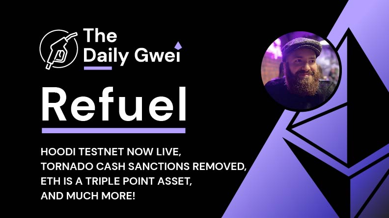 sassal.eth/acc π¦π (@sassal0x) on Twitter photo The latest <a href="/thedailygwei/">The Daily Gwei π¦π</a> Refuel is ready for your consumption! β½
Today's topics:
- Hoodi testnet now live π¦
- Tornado Cash sanctions removed π
- ETH is a triple point asset π€
- and much more β
Watch π
youtu.be/UJgLjc8K6s0 The latest <a href="/thedailygwei/">The Daily Gwei π¦π</a> Refuel is ready for your consumption! β½
Today's topics:
- Hoodi testnet now live π¦
- Tornado Cash sanctions removed π
- ETH is a triple point asset π€
- and much more β
Watch π
youtu.be/UJgLjc8K6s0