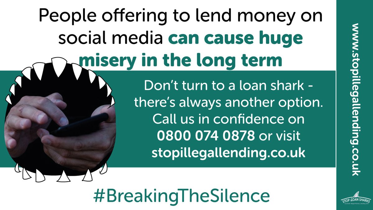 If you’re in a financial crisis, a lender on social media may seem friendly &amp; accommodating

However, they can cause huge misery in the long term

Find another option on our website or call us for help and support 24/7 on 0800 074 0878 #BreakingTheSilence