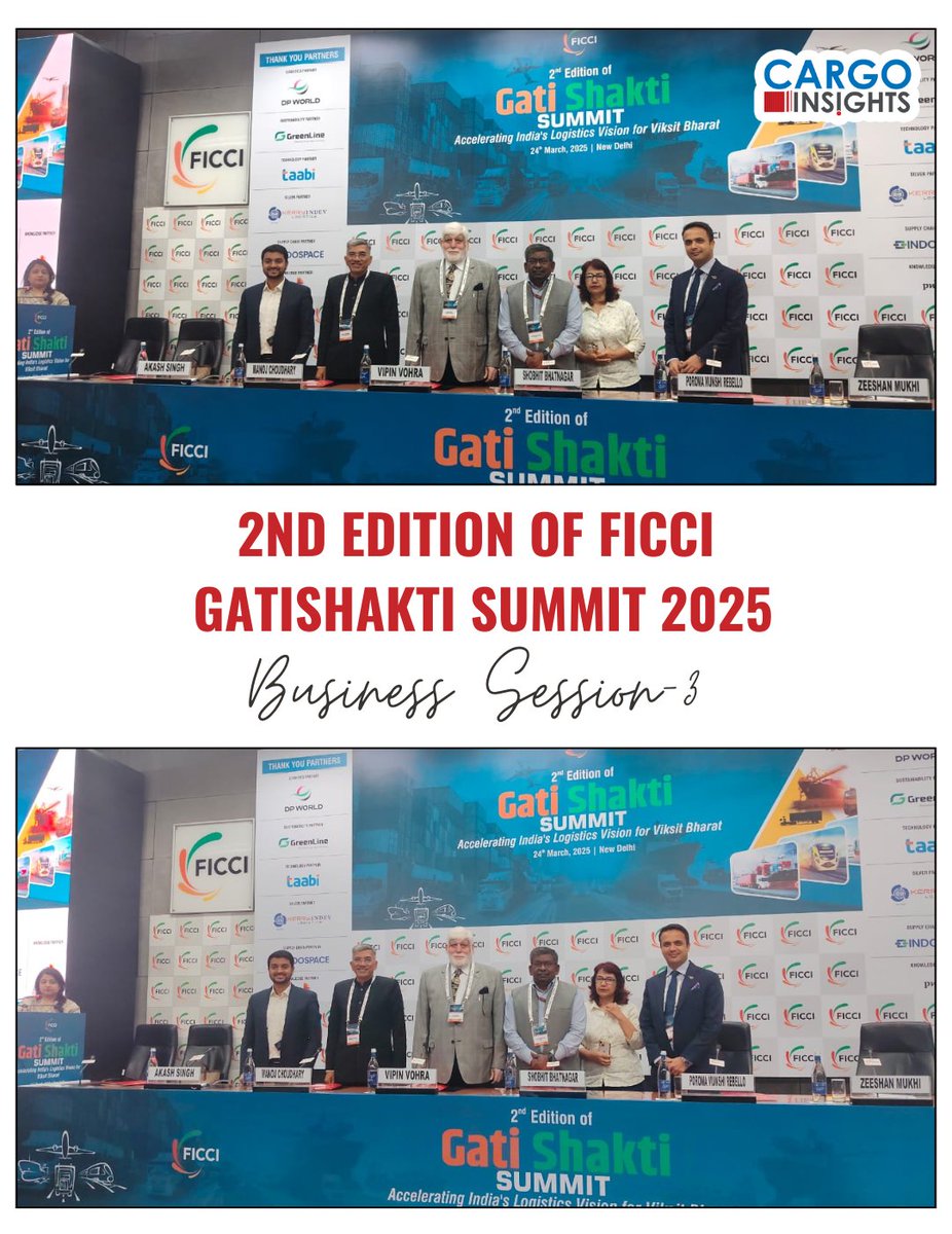 CargoInsights's tweet image. The FICCI GatiShakti Summit 2025 took place today at FICCI House, bringing together experts to discuss the future of logistics.

Business Session 3: Way Forward – Charting a Strategic Roadmap focused on KPIs for logistics success by 2030.

#FICCILogistics #LogisticsFuture