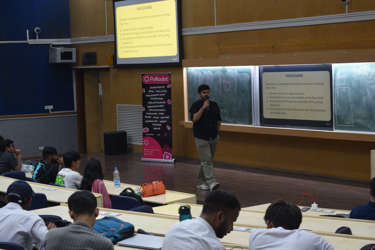 Advait_Rane's tweet photo. An absolute privilege to be at @iitbombay, speaking about DeFi with the bright minds there!

Huge thanks to @Edgetributors for the invite-it's truly inspiring to see the efforts taken by your team to promote @Polkadot and JAM across India

Looking forward to more such sessions🚀 https://t.co/Owk3K93iED