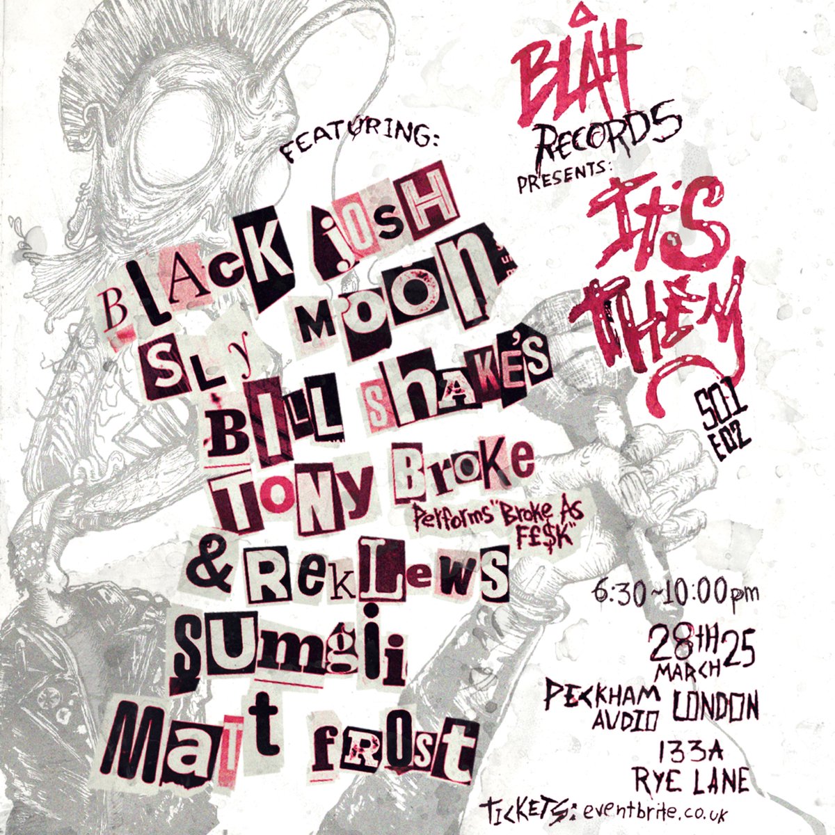 Black Josh, Sly Moon, Bill Shakes &amp; Tony Broke will be performing at Peckham Audio, London, this Friday 28th March! 

Tickets: linktr.ee/cotdblah