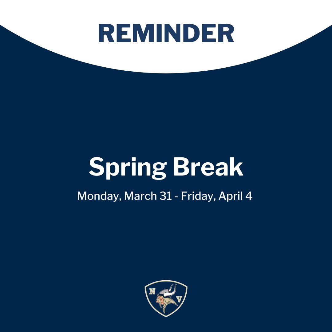 Spring Break begins next Monday, March 31 through Friday, April 4. Let's focus this last week and finish the third marking period strong!