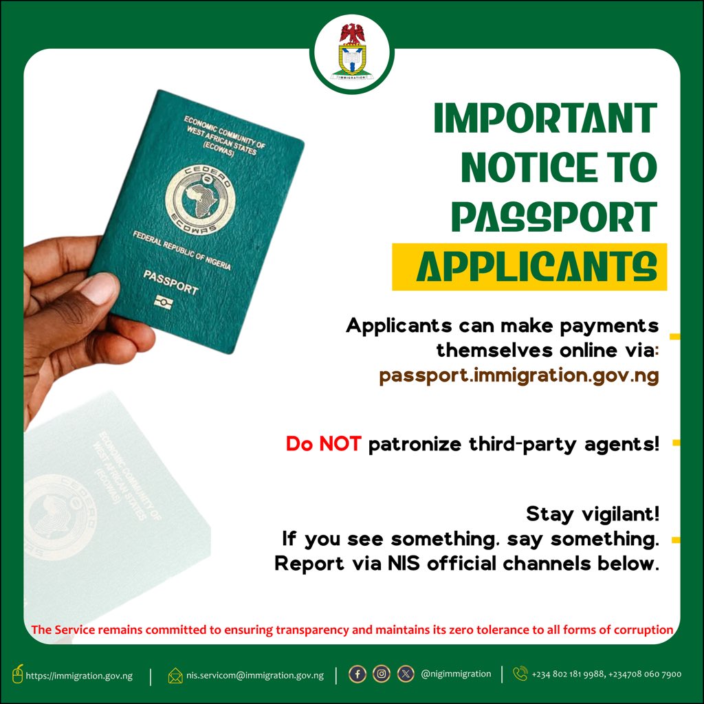 nigimmigration's tweet image. Important Notice to all passport applicants!