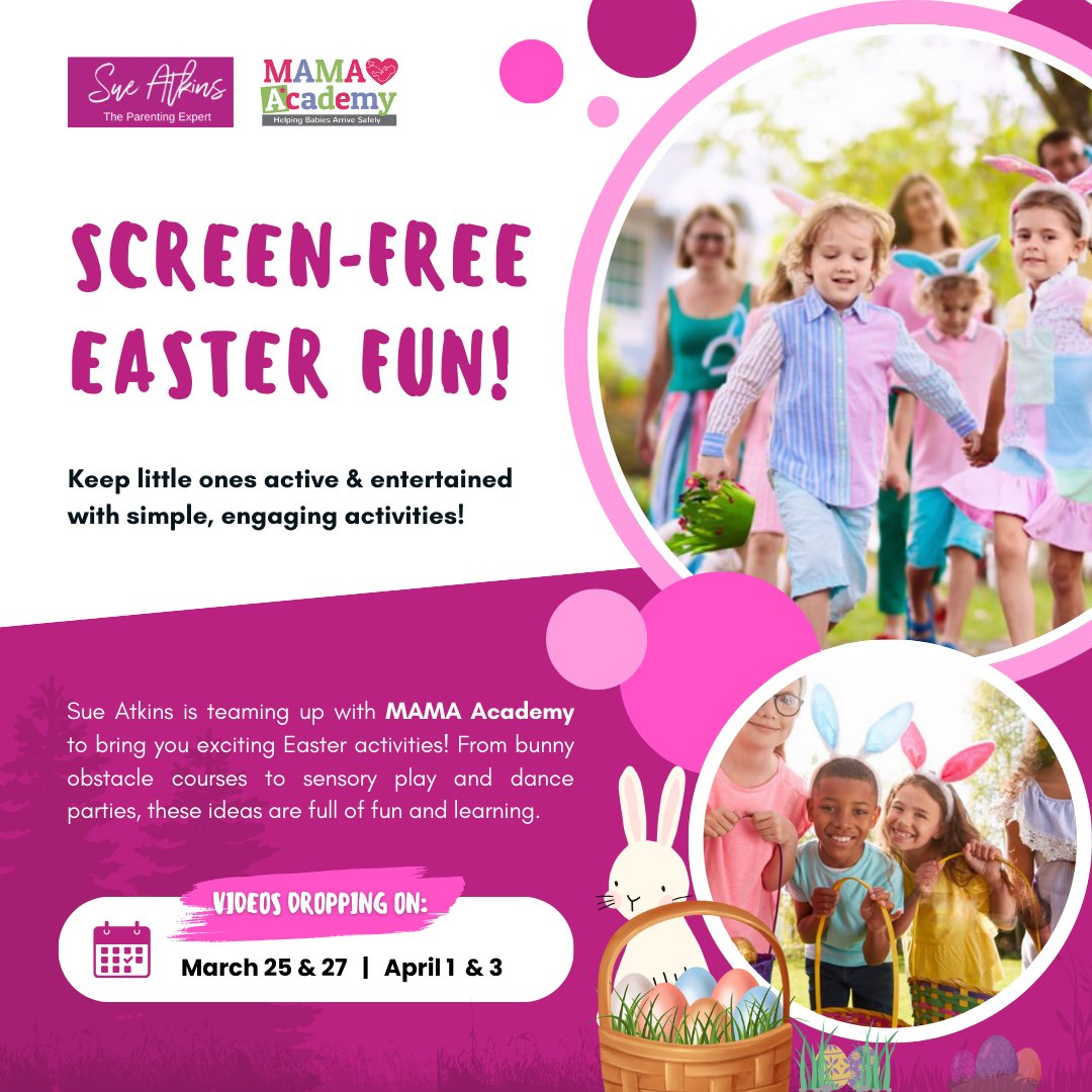 Sue Atkins 👶🏽👧📱🎧📚 (@sueatkins) on Twitter photo 🐣 Keep Kids Engaged This Easter! 🎉
Looking for fun ways to keep little ones busy without screens? I’ve partnered with <a href="/MAMAAcademy/">MAMA Academy, The Safer Pregnancy Charity</a> to bring you exciting Easter activities that are easy to set up and packed with creativity, movement, and hands-on fun!
✨ Think obstacle 🐣 Keep Kids Engaged This Easter! 🎉
Looking for fun ways to keep little ones busy without screens? I’ve partnered with <a href="/MAMAAcademy/">MAMA Academy, The Safer Pregnancy Charity</a> to bring you exciting Easter activities that are easy to set up and packed with creativity, movement, and hands-on fun!
✨ Think obstacle
