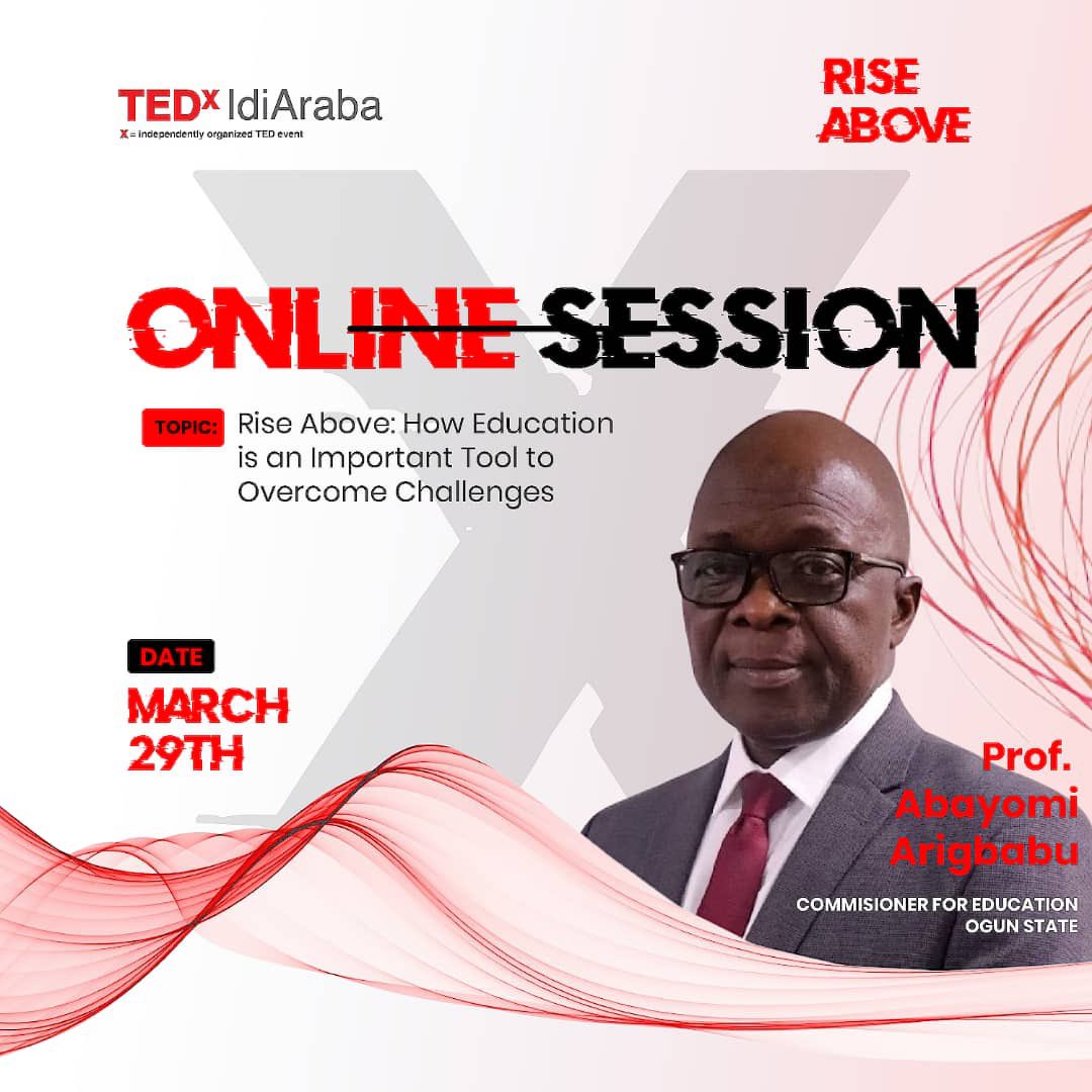 TEDxIdiAraba's tweet photo. The Commissioner for Education (Ogun State), @ProfArigbabuaa, will be live at the event on Saturday 29th of March, 2025✨

You can’t afford to miss this🤩💃🏽

Don’t forget to secure your spot at the event. The ticket is #2,000🤭
Registration link: https://t.co/l4DbdnSgrX https://t.co/k17aHAzRFz