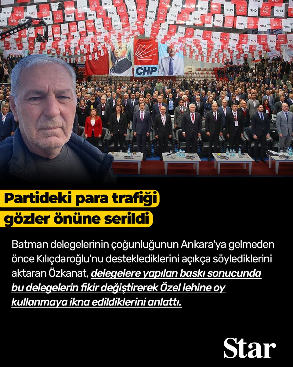🟥CHP'li delegeden kurultay itirafı! Partideki para trafiği gözler önüne serildi

📌Ankara Cumhuriyet Başsavcılığınca yürütülen soruşturmada, savcıya ifade veren Özkanat, 38. CHP Olağan Kurultay'ında kurultay delegesi olarak bizzat bulunduğunu, kurultaydan bir gün önce Batman il