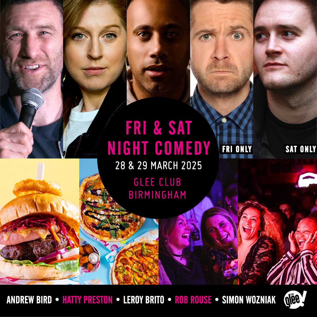 The Glee Club Birmingham (@gleeclubbham) on Twitter photo 📅 Friday & Saturday Night Comedy, featuring <a href="/a_tweety_bird/">Andrew Bird</a>, <a href="/leroybrito/">Leroy Brito</a>, Hatty Preston, <a href="/robrouse/">Rob Rouse</a> (Fri only) & <a href="/SimonWozniak1/">Simon Wozniak</a> (Sat only)
Superb stand-up comedians and a great range of tasty food offerings
Tickets 🎟 bit.ly/BhamWeekendCom 📅 Friday & Saturday Night Comedy, featuring <a href="/a_tweety_bird/">Andrew Bird</a>, <a href="/leroybrito/">Leroy Brito</a>, Hatty Preston, <a href="/robrouse/">Rob Rouse</a> (Fri only) & <a href="/SimonWozniak1/">Simon Wozniak</a> (Sat only)
Superb stand-up comedians and a great range of tasty food offerings
Tickets 🎟 bit.ly/BhamWeekendCom