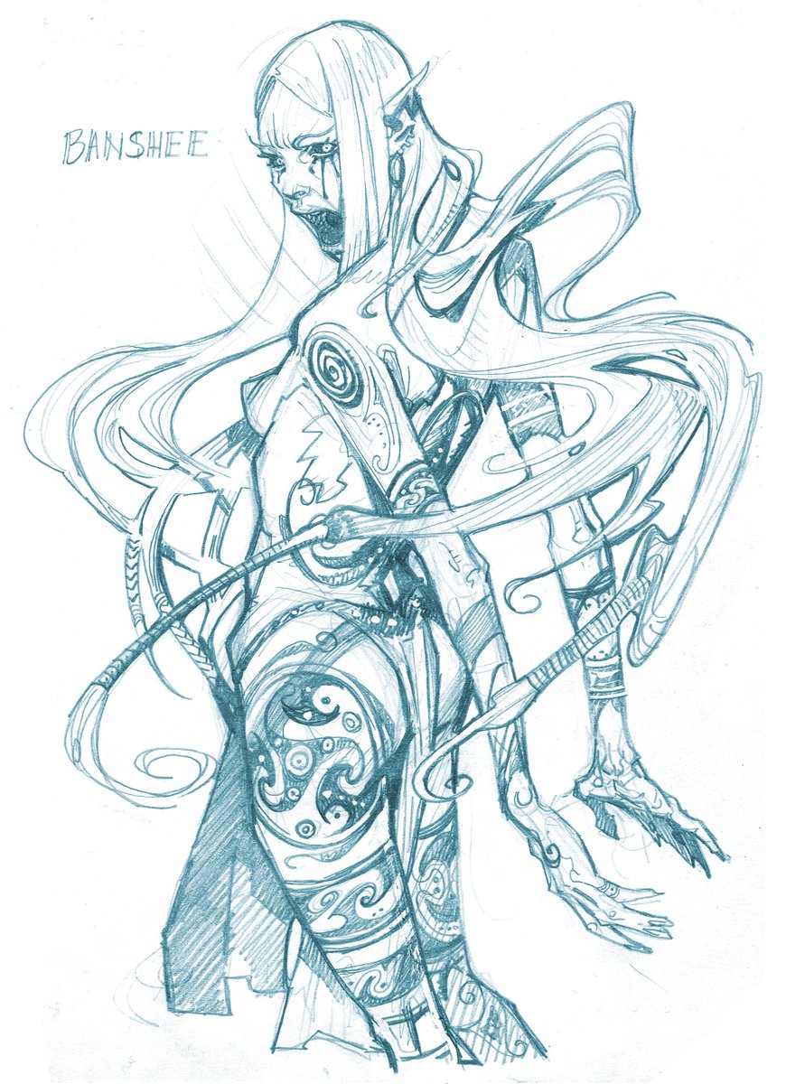 MicheleRubini2's tweet image. La Banshee è una creatura della mitologia irlandese/scozzese appartenente al &quot;piccolo Popolo&quot;. Si aggira in prossimità di paludi o sorgenti e il suo pianto preannuncia la morte di chi lo ascolta.
#fantasy #Fables #ireland #Scotland #legends #pencil #death #fairy #fairytai