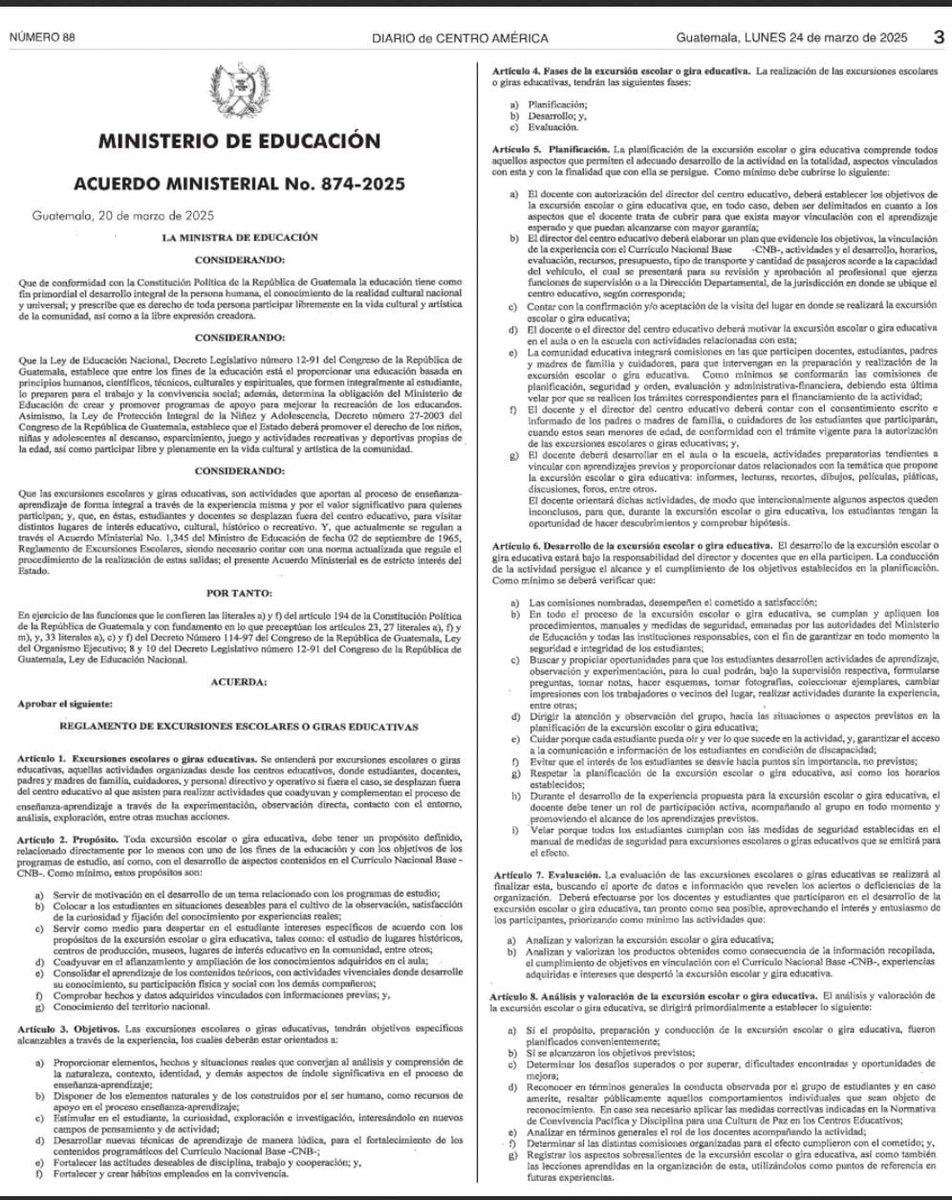 Noti7Guatemala's tweet image. El @MineducGT emite un nuevo reglamento de #Excursiones escolares o giras educativas.