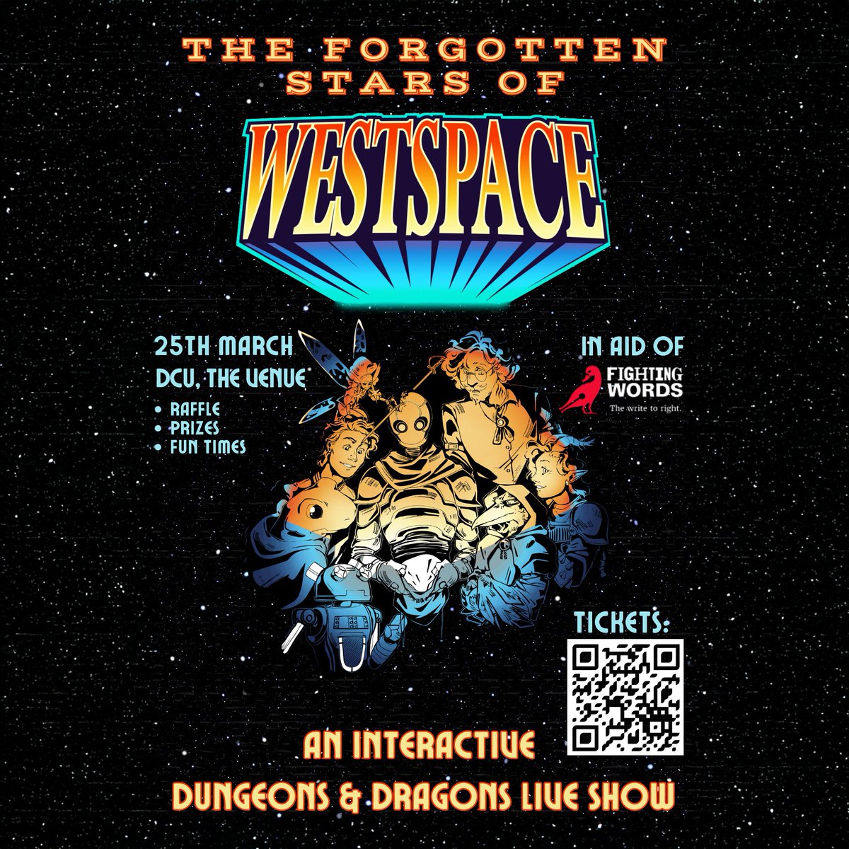 TOMORROW!
Tickets are still available for The Forgotten Stars of Westspace: An Interactive Dnd Live Show! In aid of the amazing guys over at @fightingwordsireland
Tickets bit.ly/4kXZKzm
#dnd #dungeonsanddragons <a href="/dcusocietylife/">DCU Society Life</a> @dcuclubsandsocieties @dublincityuniversity