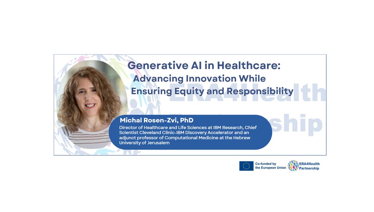 🚨 Webinar
Generative AI in Healthcare: Ensuring Equity &amp; Responsibility
🏥🤖 Discover how #AI can reduce disparities, not reinforce them. Presented by Dr. Michal Rosen-Zvi
🗓️ May 13, 2025, 13:00 CET. 🔗 Register now! shorturl.at/hjjAn
 #ResponsibleAI #HealthEquity