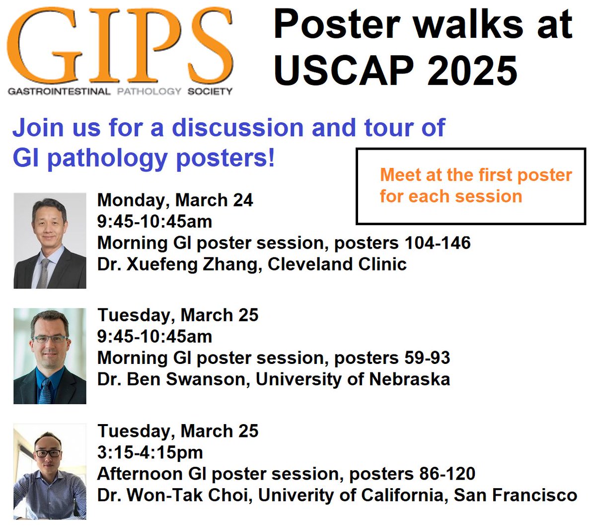 Need to get your steps in this morning? Meet us at poster 104 at 9:45 AM! #USCAP2025 #USGIPS #GIpath