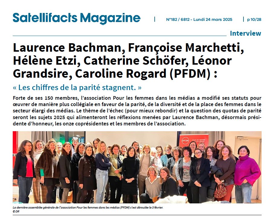 Satellifacts (@satellifax) on Twitter photo #Interview - Laurence Bachman, Françoise Marchetti, Hélène Etzi, Catherine Schöfer, Léonor Grandsire, Caroline Rogard (<a href="/PFDMedias/">PFDM #FemmesMedias</a>) : « Les chiffres de la parité stagnent »
Article réservé aux abonnés : satellifacts.com/fr/article/vie… #Interview - Laurence Bachman, Françoise Marchetti, Hélène Etzi, Catherine Schöfer, Léonor Grandsire, Caroline Rogard (<a href="/PFDMedias/">PFDM #FemmesMedias</a>) : « Les chiffres de la parité stagnent »
Article réservé aux abonnés : satellifacts.com/fr/article/vie…