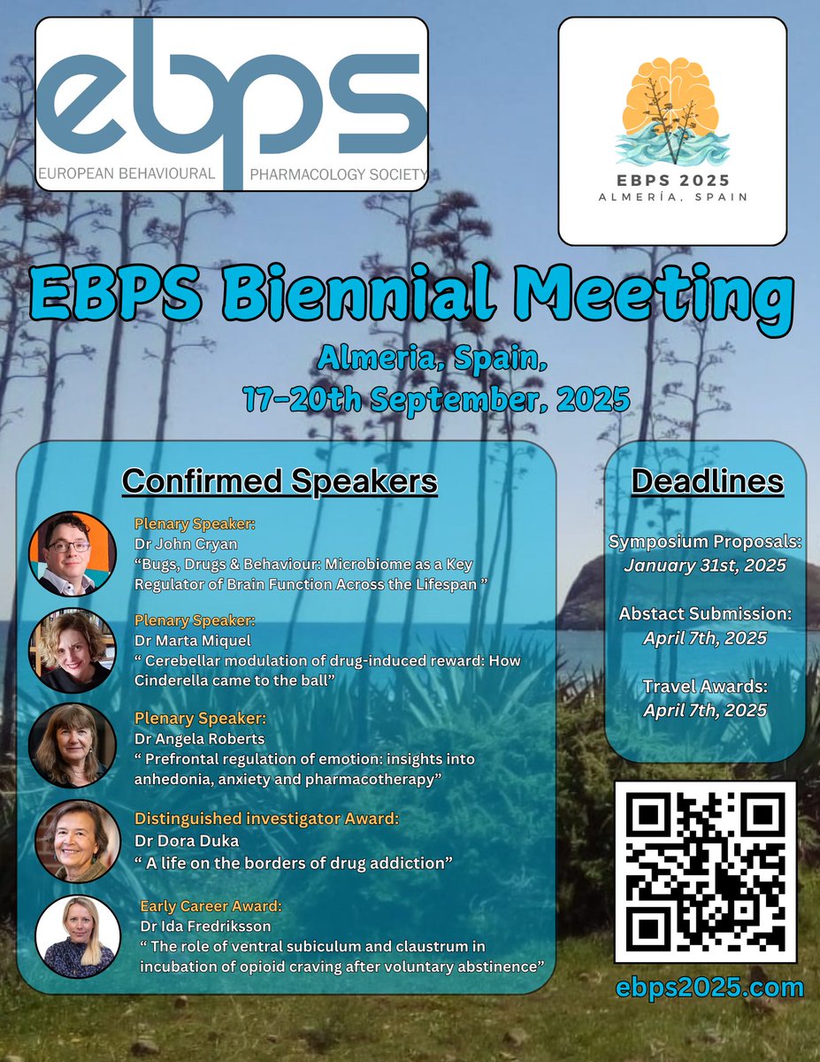 EurBehavPharm's tweet image. There are just TWO weeks left to submit your abstracts and travel award applications for #EBPS2025. Don't miss out on the chance to join us for this incredible lineup and present your work. I will begin advertising our symposia this week to whet the appetite. #Almeria #Spain