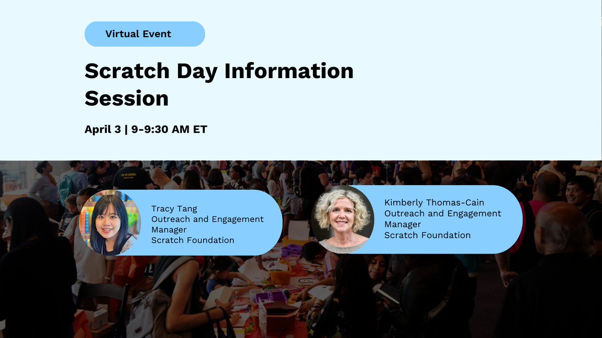 scratch's tweet image. Last year, educators like you hosted over 800 Scratch Day events! Scratch Days are vibrant celebrations of creative coding in schools, clubs, and beyond worldwide. Join our Info Session to learn how you can host a Scratch Day in your community! ow.ly/ystK50VlH3y