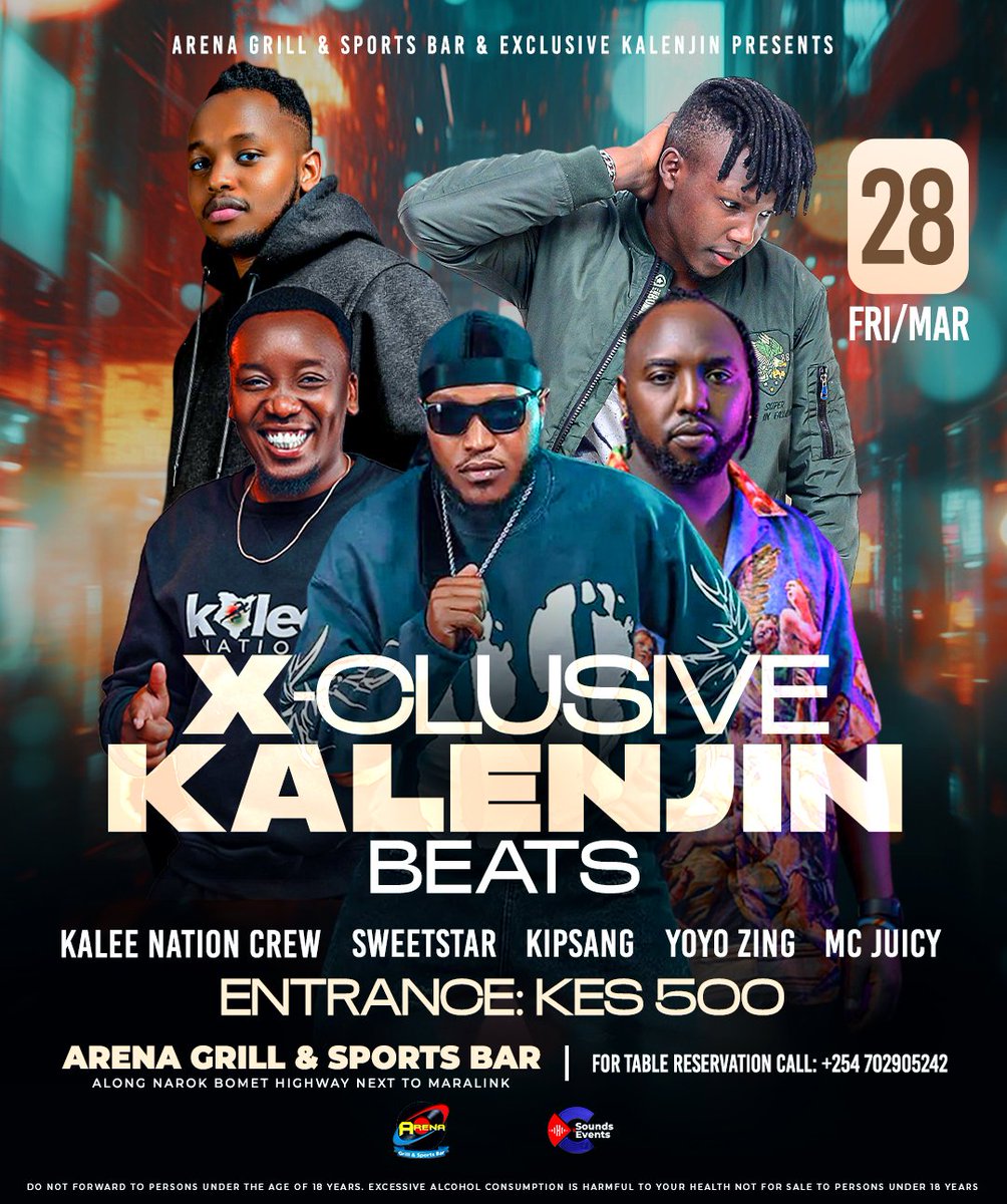 this coming Friday wadau wa narok tupatane Arena Grill  tusababishe 💥💥