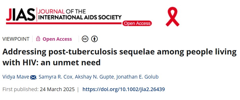 IAS - the International AIDS Society (@iasociety) on Twitter photo “Addressing post-tuberculosis sequelae among people living with #HIV: an unmet need”
📰 Check out this special <a href="/jiasociety/">Journal of the IAS</a> viewpoint for #WorldTBDay:
onlinelibrary.wiley.com/doi/full/10.10… “Addressing post-tuberculosis sequelae among people living with #HIV: an unmet need”
📰 Check out this special <a href="/jiasociety/">Journal of the IAS</a> viewpoint for #WorldTBDay:
onlinelibrary.wiley.com/doi/full/10.10…