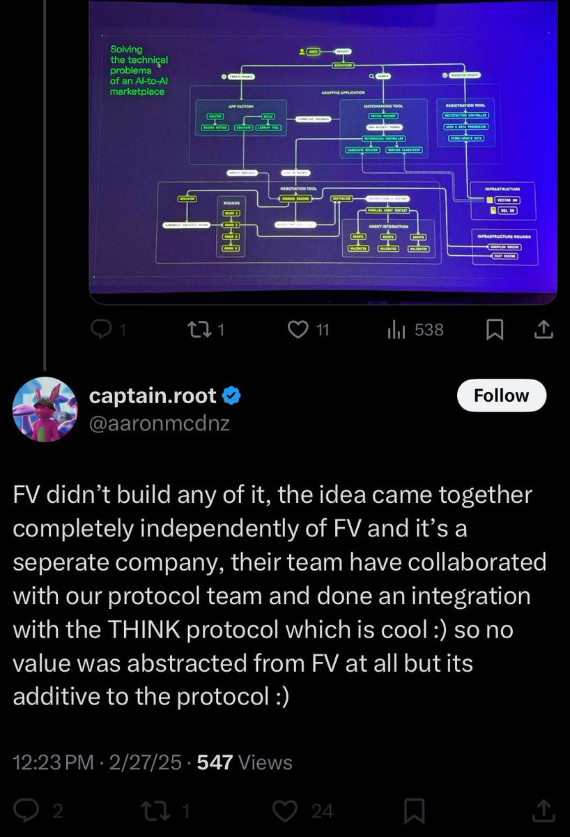 dinosaurteef's tweet photo. Yuga runs a wire node. So does think. Neither have a product. But both may be on wire, not TRN. 

This was the final rug of ASM. And is yet more distancing for TRN.

They sold us out for a cut of the node and a chance to launch another whitepaper backed shitcoin in another separate portco not named FV.

Aaron tells them this in some classic word salad spin, but they don’t listen.

Beyond the token conversion, which they’ve been dumping into these morons buying, this is the end of the line for ASM. (but but but jenai — nah fam, separate portco: FV was a junkyard rollup and it’s been stripped of all value beyond Stockholm retail and vanity metrics to nowhere)