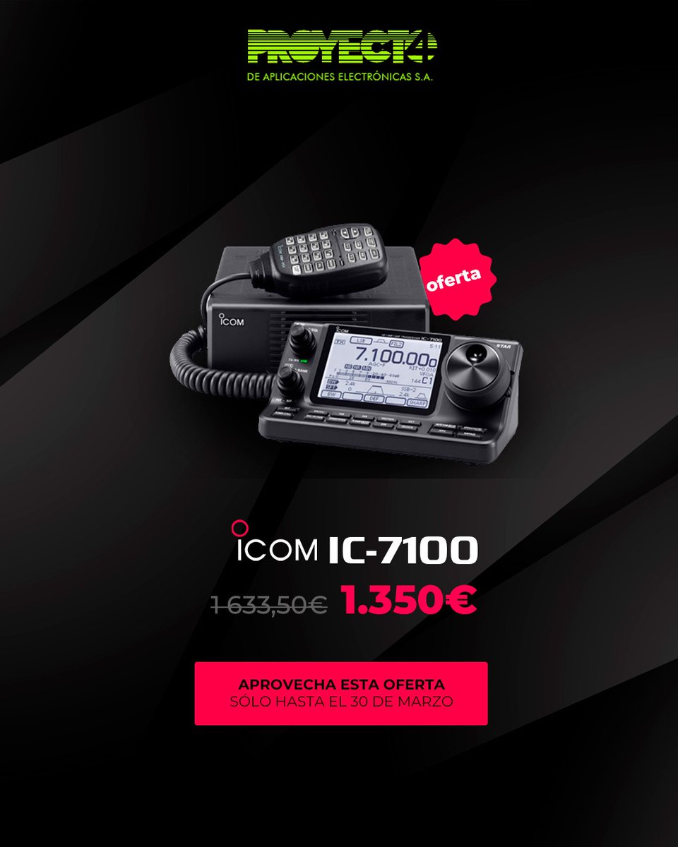 Proyecto 4 (@proyecto4sa) on Twitter photo 🆕️ PROMOCIÓN <a href="/IcomSpain/">Icom Spain</a> #ic7100 date prisa solo hasta el dia 30 o finalizacion de existencias
#icomEverywhere #icomnews #ICOM
🛒👇
acortar.link/WawrMO 🆕️ PROMOCIÓN <a href="/IcomSpain/">Icom Spain</a> #ic7100 date prisa solo hasta el dia 30 o finalizacion de existencias
#icomEverywhere #icomnews #ICOM
🛒👇
acortar.link/WawrMO