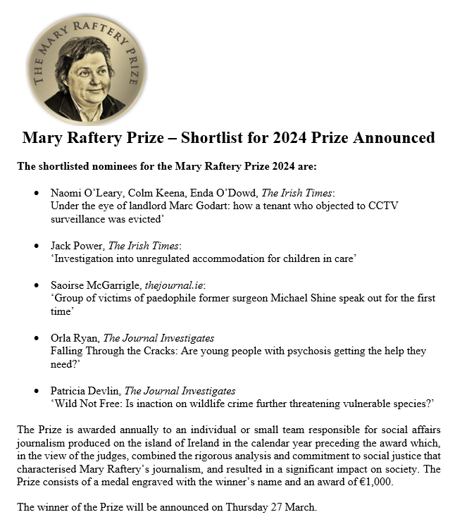 Clare Raftery The Mary Raftery Prize (@RafteryPrize) / Posts / X