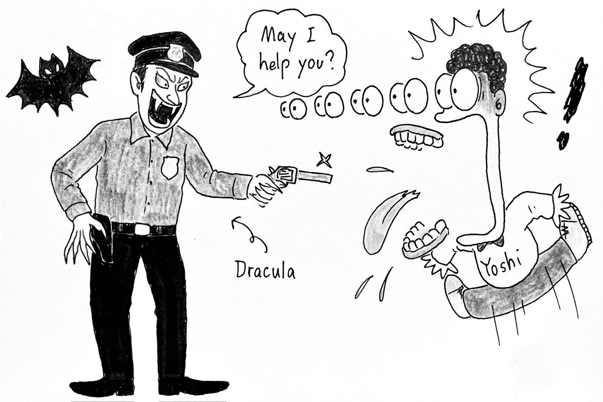 yosh34291's tweet photo. Watching horror movies…😂😂😂
#cartoon #cartoons #cartoonist #cartooning #cartoondrawing #cartoonart #cartoonillustration #cartoonarts #funny #funnyjokes #funnystory #funnystories #police #policeofficer #parkingviolation #english #englishcartoon #englishcartoons #englishlanguage https://t.co/Mkeevnb70x