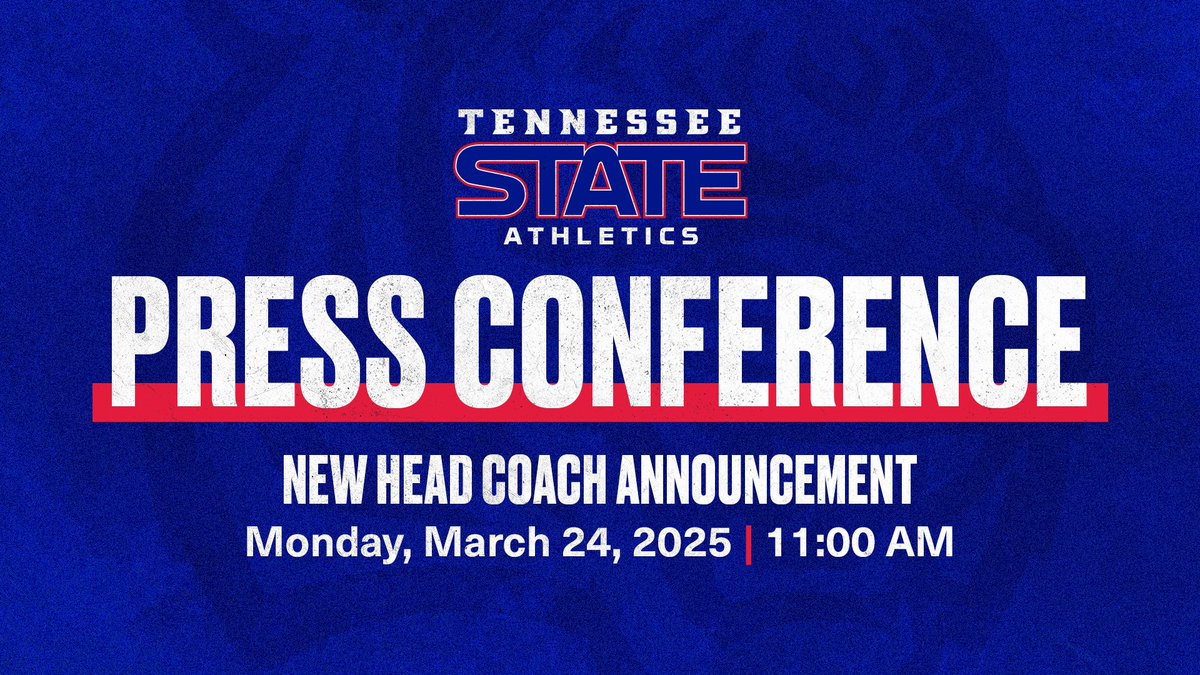 Tennessee State Football (@tsutigersfb) on Twitter photo π¨ πͺππ§ππ πππ©π π¨
<a href="/TSU_Tigers/">Tennessee State Athletics</a> Head Football Coach Reggie Barlow (<a href="/reggiebarlow/">Reggie Barlow</a>) Press Conference
π 11:00 AM CT
πΊ youtube.com/live/7cWtx55f9β¦
#Roarcity x #DASHHville x W.I.N. π¨ πͺππ§ππ πππ©π π¨
<a href="/TSU_Tigers/">Tennessee State Athletics</a> Head Football Coach Reggie Barlow (<a href="/reggiebarlow/">Reggie Barlow</a>) Press Conference
π 11:00 AM CT
πΊ youtube.com/live/7cWtx55f9β¦
#Roarcity x #DASHHville x W.I.N.