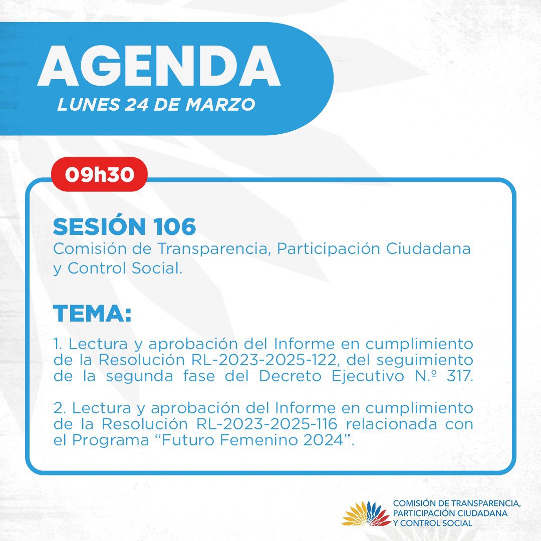 ParticipacionAN's tweet photo. 📍 Compartimos la agenda que cumpliremos este lunes, 24 de marzo de 2025. https://t.co/RsriPsQD4H