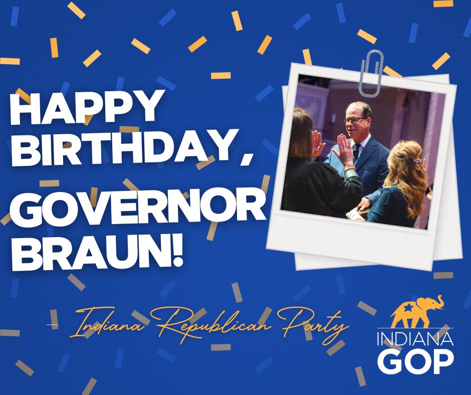 indgop's tweet image. Please join us in wishing a very Happy Birthday to Indiana’s 52nd Governor, Mike Braun! Thank you for leading Hoosiers with a bold vision to make Indiana a beacon of freedom and opportunity for all!