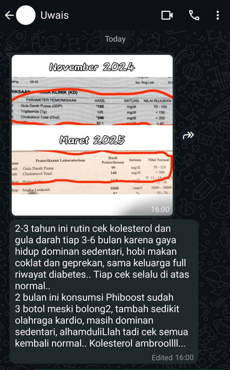 picoez's tweet photo. Udah diizinkan sama @kang_uwais untuk diupload.
Alhamdulillah #phiboost membantu mengontrol gula darah dan kolesterol.
Diabetes ambles, kolesterol ambrol 😊 https://t.co/d4LwjA74JC