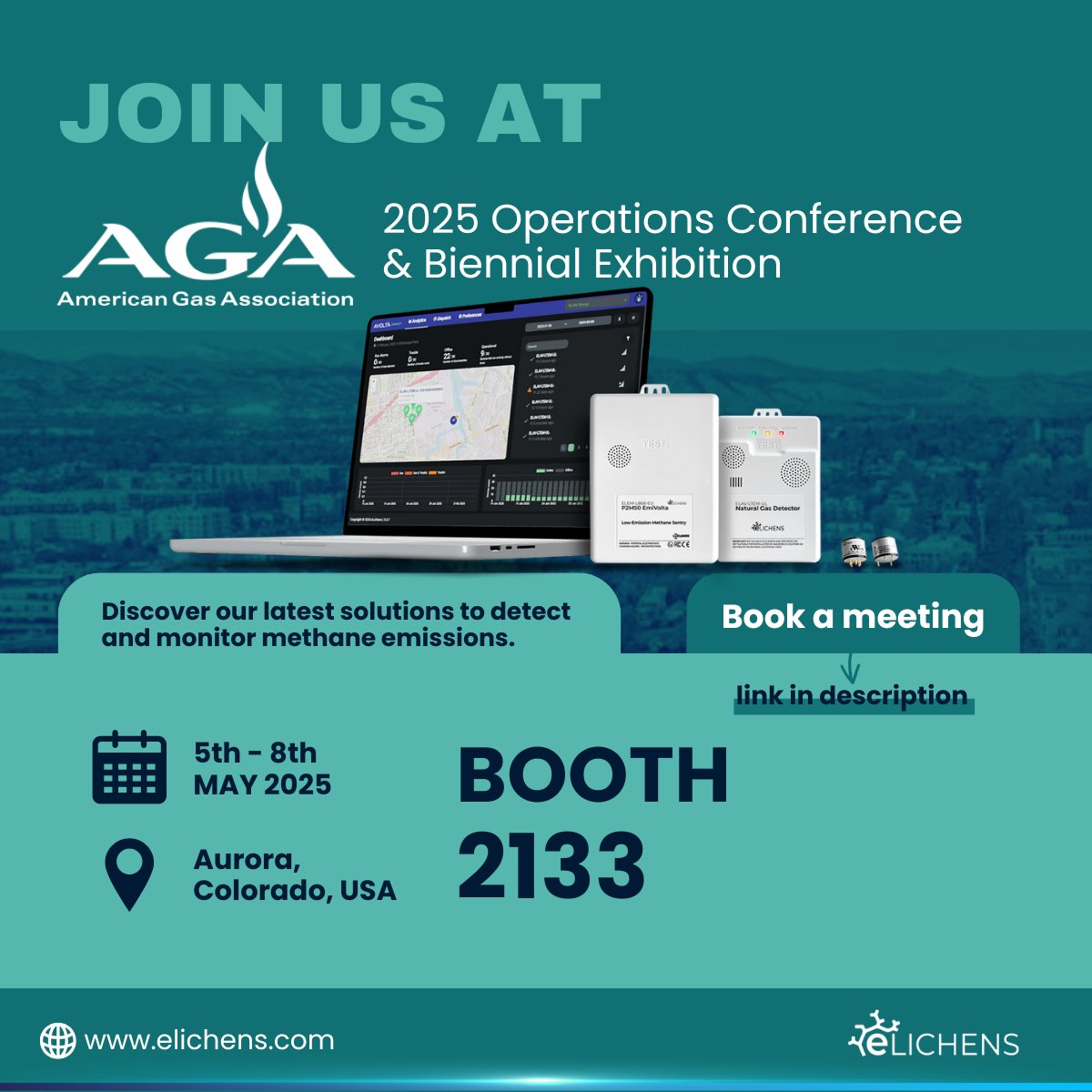 🚀 Join eLichens at AGA Operations Conference &amp; Exhibition 2025! The <a href="/aga_naturalgas/">AGA</a> event for #naturalgas industry professionals.

📅 May 5–8, 2025
 📍  Aurora, Colorado, USA
🎯Join us Booth #𝟮𝟭𝟯𝟯

Book a meeting with us:
🔗elichens.com/events/2025/ag…
📩 info@elichens.com
