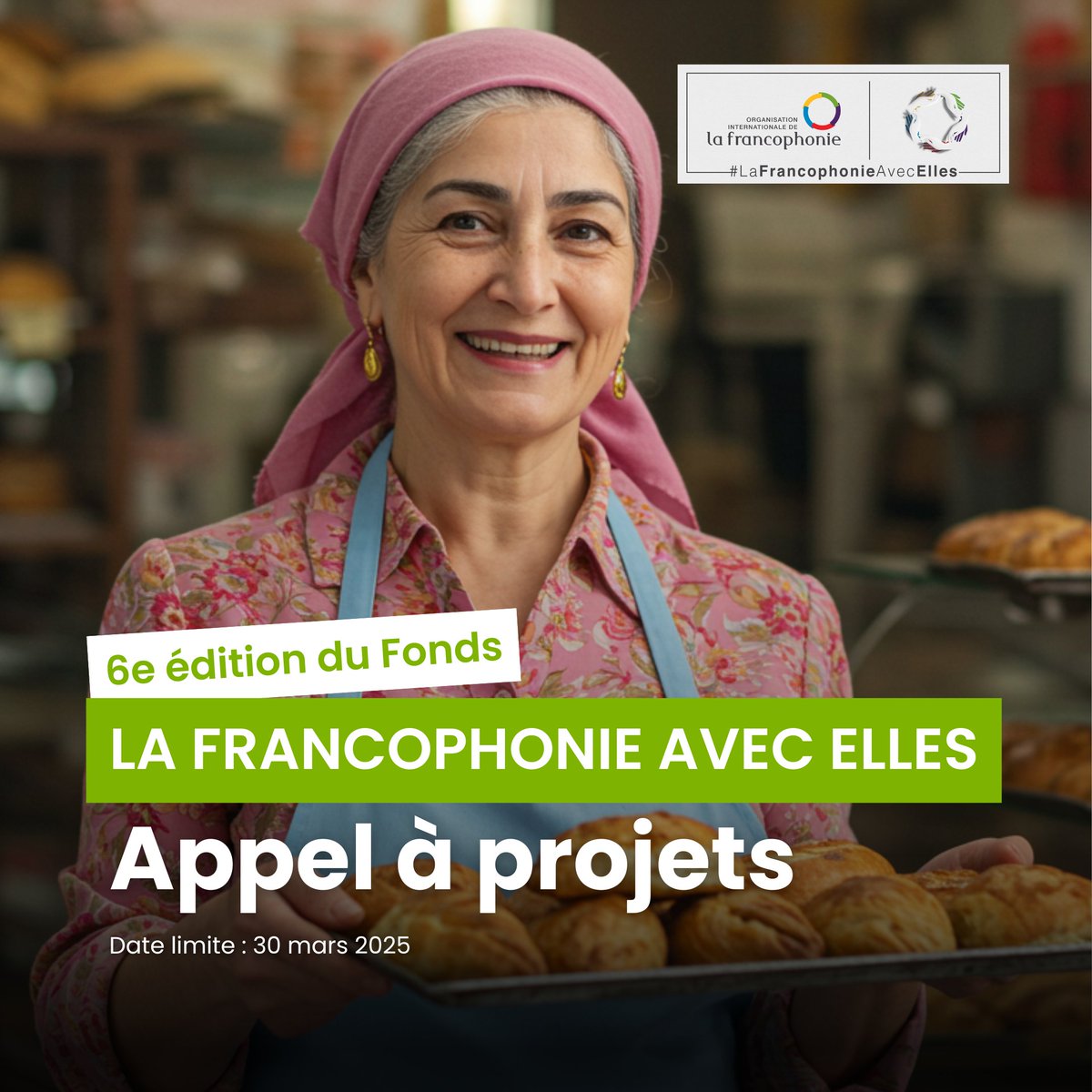 📢 Plus que quelques jours pour candidater au Fonds #LaFrancophonieAvecElles !

Vous avez un projet pour l’#AutonomisationDesFemmes et l’#EgalitéFH ? Participez à la 6e édition de ce fonds de solidarité de l’OIF et saisissez l’opportunité de faire grandir votre initiative.

🔗
