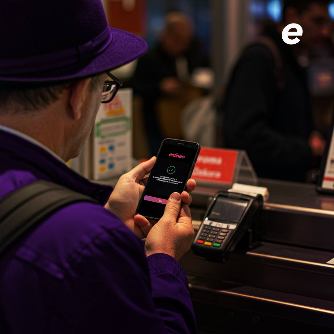 enfineoapp's tweet photo. Traveling? Pay in crypto or fiat with ease using enfineo’s Visa Platinum debit card. 

The ultimate way to spend, anytime, anywhere. https://t.co/k4124d9Sfu