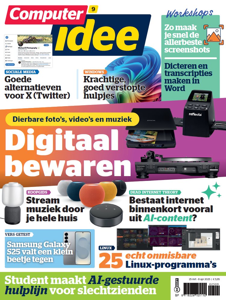 Computeridee's tweet image. Elpees, VHS-banden, plakboeken met foto’s ... ontdek in de nieuwste editie van Computer Idee hoe je analoge items het best digitaliseert, zodat jij en anderen er nog jaren plezier van hebben. Dat en meer lees je in Computer Idee 9, vanaf deze week verkrijgbaar!