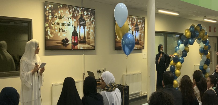 Swakeleys Iftah Celebration with our families. The canteen was beautifully decorated and 46 families came together, bringing a home-cooked feast of delicious cuisines to share.