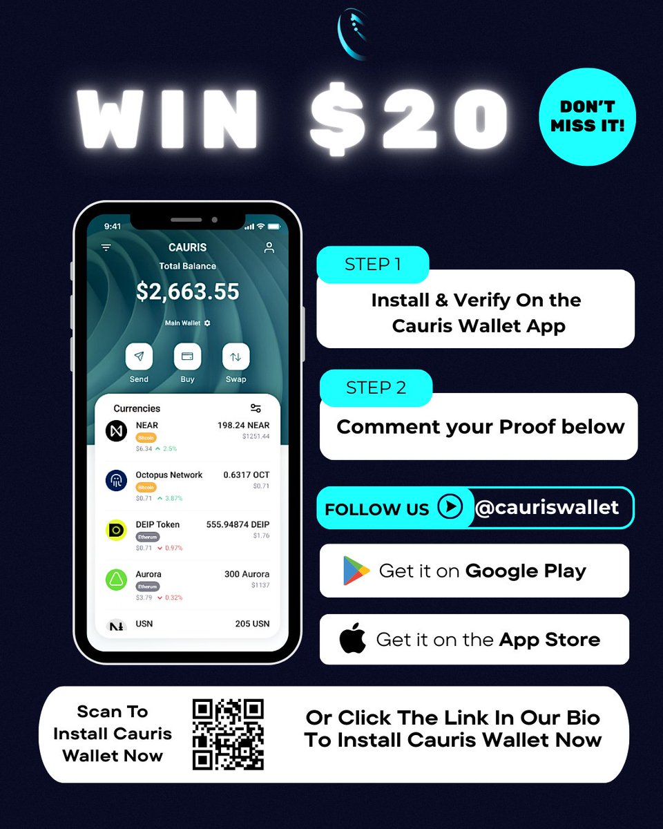 🚀 GIVEAWAY ALERT! Win $20 in Crypto! 🎉

Want free crypto? It’s EASY! Here’s how to enter:

1️⃣ Install + Verify on Cauris Wallet – onelink.to/cauris

2️⃣ Follow <a href="/CaurisWallet/">𝗖𝗔𝗨𝗥𝗜𝗦</a> ✅

3️⃣ Tag your friends who needs a fast &amp; secure crypto wallet! 💙

4️⃣ Submit your proof below to