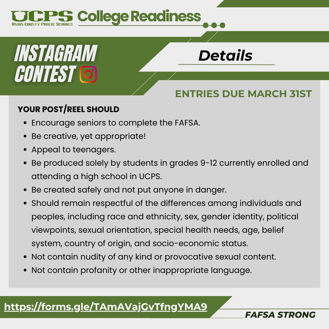College Readiness (@ucpscollegeprep) on Twitter photo Rewarding your support with a chance to win! Submit your post/reel by March 31! 1 week away!!! <a href="/UCPSNC/">Union County Public Schools</a> <a href="/AGHoulihan/">Andrew G. Houlihan</a> <a href="/SusanRodgersS4/">Susan Rodgers</a> #TeamUCPS Rewarding your support with a chance to win! Submit your post/reel by March 31! 1 week away!!! <a href="/UCPSNC/">Union County Public Schools</a> <a href="/AGHoulihan/">Andrew G. Houlihan</a> <a href="/SusanRodgersS4/">Susan Rodgers</a> #TeamUCPS