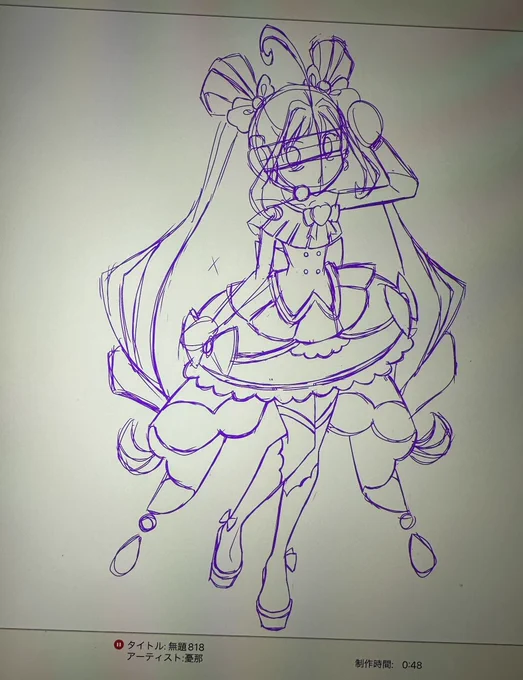 帰宅後とりあえず雑にアタリをとったので今から頑張る… コレが最終的に可愛く描けたらちょっとだけ褒めてください(笑)