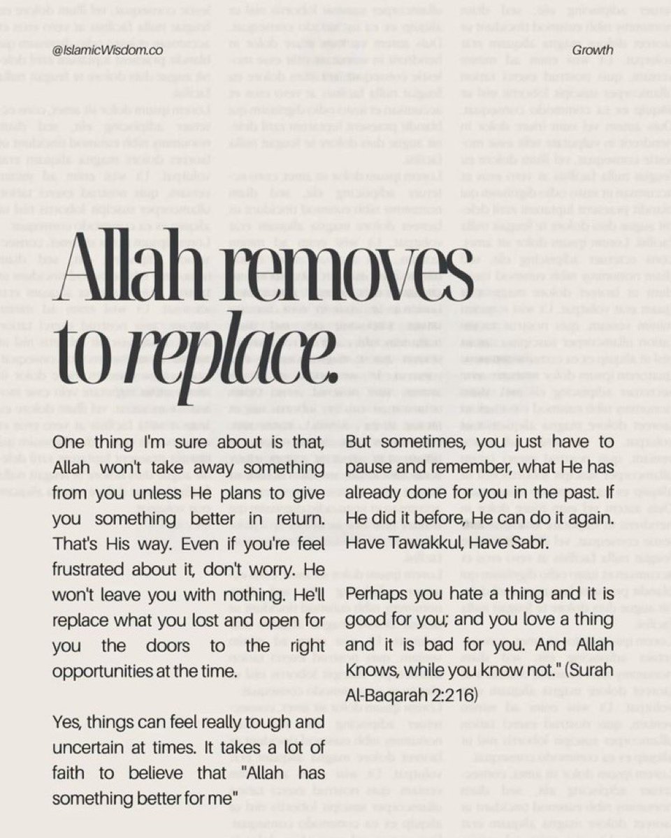Allah removes to replace