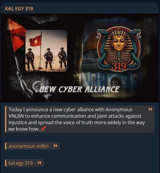 ShakirSec's tweet image. 🚨 Alert: New Hacktivist  🚨

KAL EGY 319 and Lực Lượng Đặc Biệt Quân Đội Điện Tử have officially announced a new alliance. They have recently been targeting India, Burundi, UAE, Egypt.

#CyberSecurity #CyberThreads