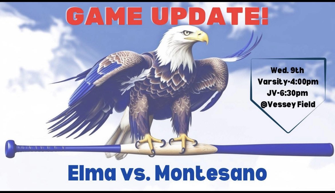 Games have been moved to Wednesday. Let’s go get a couple wins. #elmabaseball