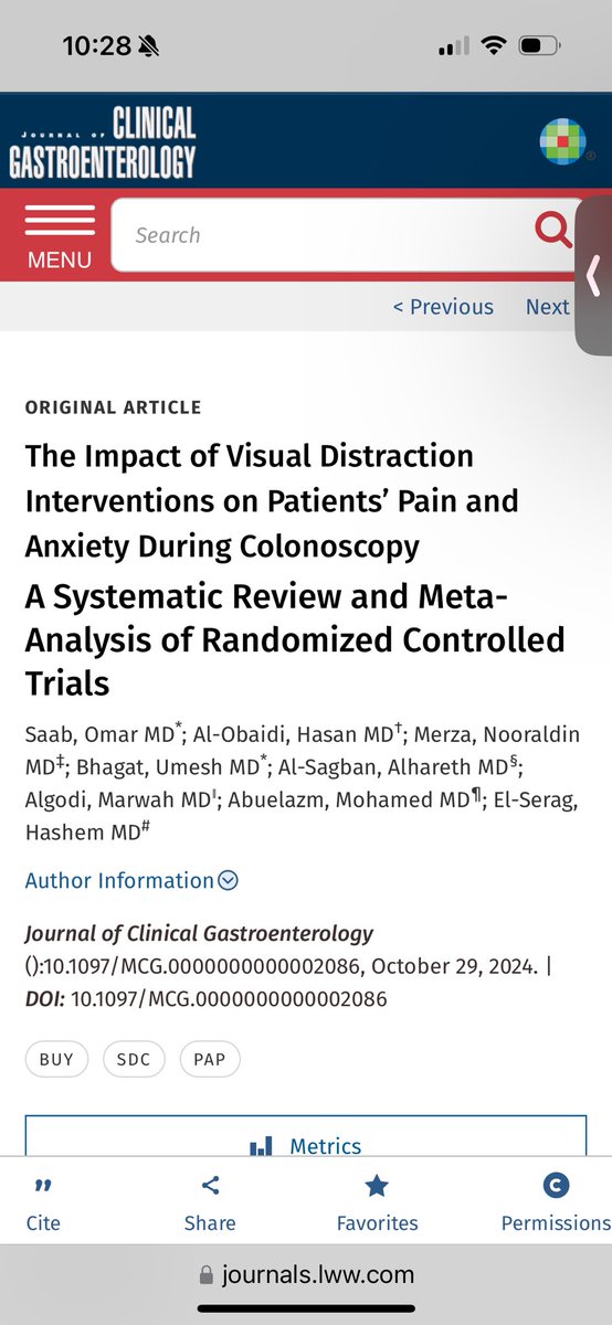 Omar Saab, MD (@omaralqaisy10) on Twitter photo Our study titled “ The Impact of Visual Distraction Interventions on Patients’ Pain and Anxiety During Colonoscopy
A Systematic Review and Meta-Analysis of Randomized Controlled Trials” was published at JCG.
We are grateful for Dr. <a href="/SeragHashem/">Hashem el- Serag</a> for your outstanding supervision Our study titled “ The Impact of Visual Distraction Interventions on Patients’ Pain and Anxiety During Colonoscopy
A Systematic Review and Meta-Analysis of Randomized Controlled Trials” was published at JCG.
We are grateful for Dr. <a href="/SeragHashem/">Hashem el- Serag</a> for your outstanding supervision