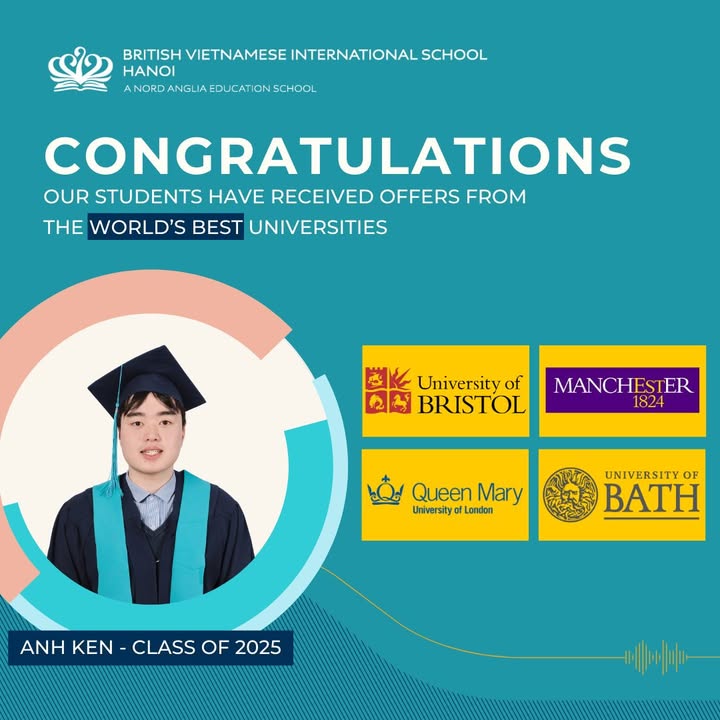 BVISHanoi's tweet image. Duc Anh Ken – a well-rounded student and future economist – receives offers from top UK universities: Manchester, Bristol, QMUL, and Bath!
📖 Read more: zurl.co/AnhKenUniOffers
#BVISProud #UniversityDestinations #ClassOf2025