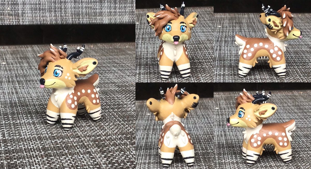 Lunawolf442's tweet image. New sculpture comm, a cute little deer :D 

It is 2 inches tall, made of polymer clay and painted with acrylics

#sculpture #polymerclay