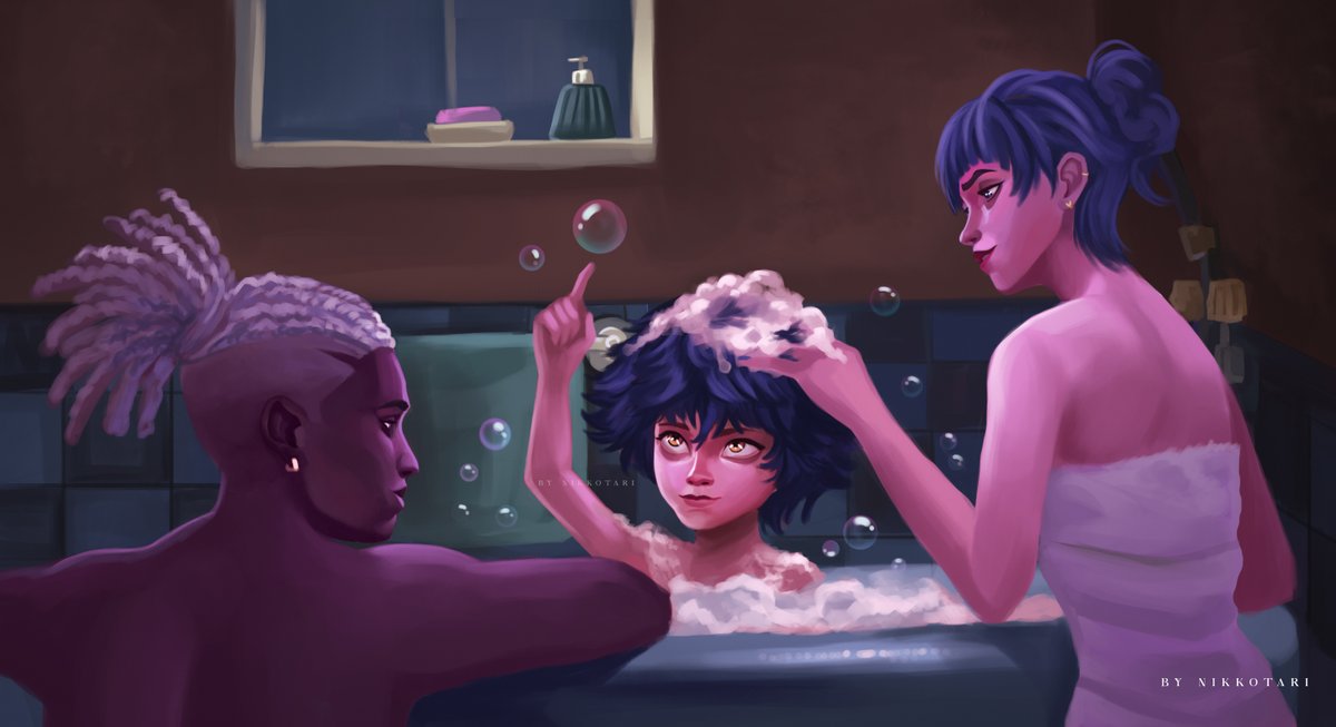 Thank you for 30 followers!!! 
.
Let’s celebrate it with my Bath Series works! 🫧