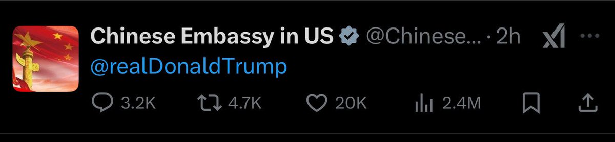 China just tagged Donald Trump without any context.